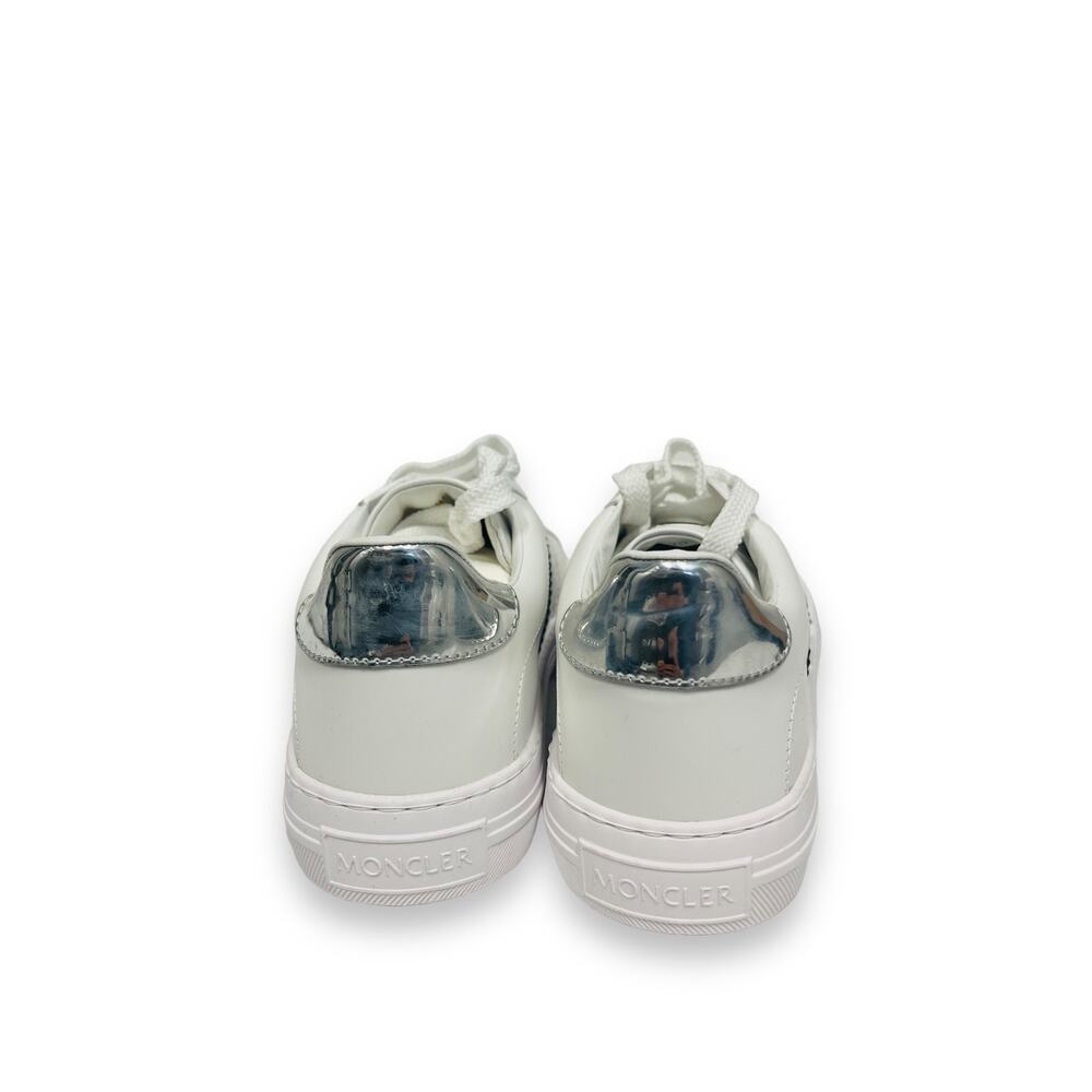 MONCLER White Leather Logo Accent Chrome Tab Ariel Sneakers Trainers EU 40 US 10 - Picture 7 of 9